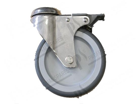Immagine di Swivel castor with lock  125x30 mm - INOX for Zanussi, Electrolux Part# 33133
