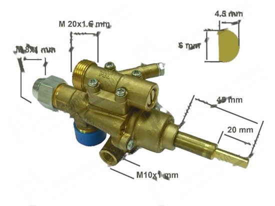 Foto de Valved gas tap PEL 22SO with safety device for Zanussi, Electrolux Part# 0K5756